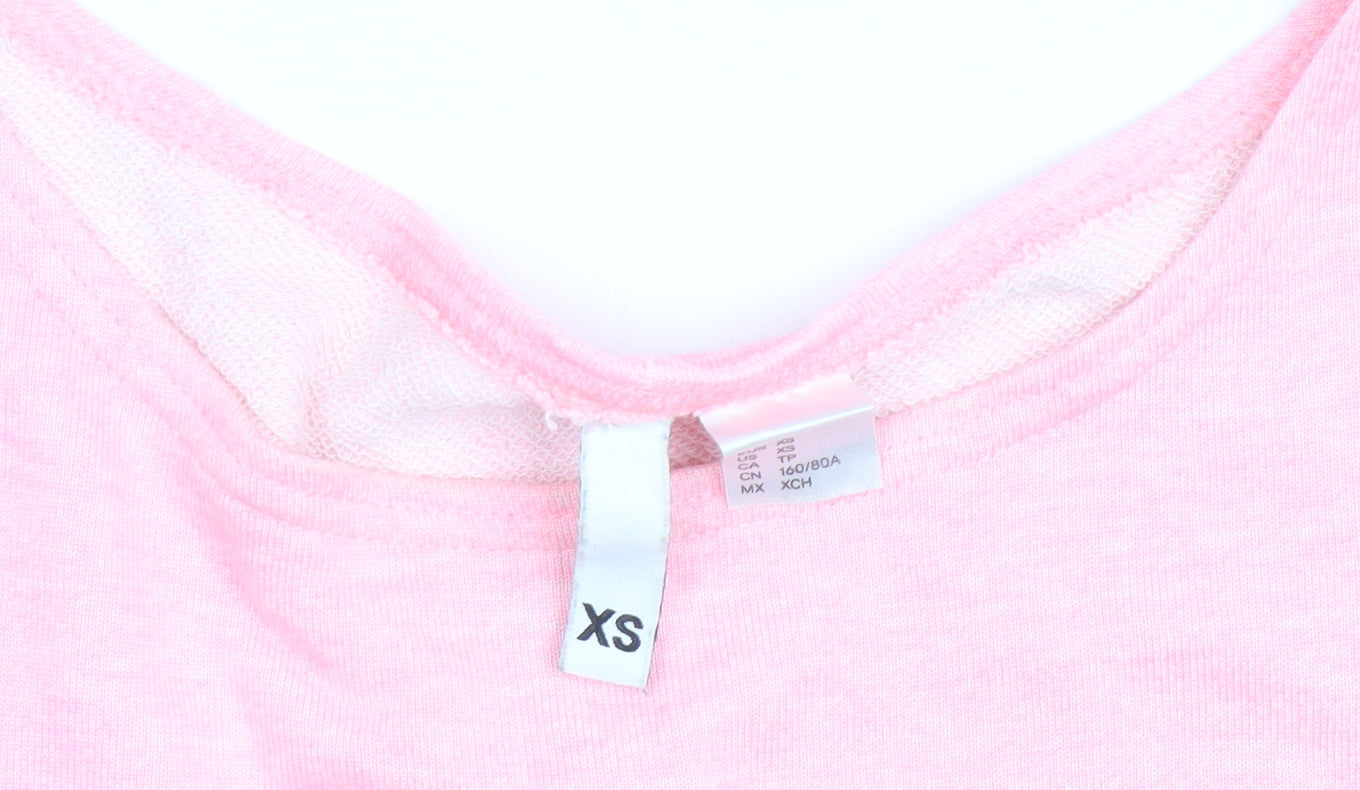 H&M Women’s Pink Boat Neck Long Sleeve Relaxed Pullover Jumper XS
