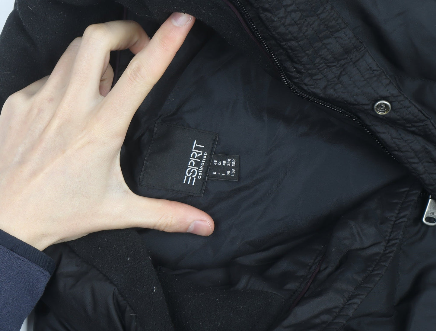 Esprit Mens Black 38R Puffer Jacket with Zip Pockets Winter Warm