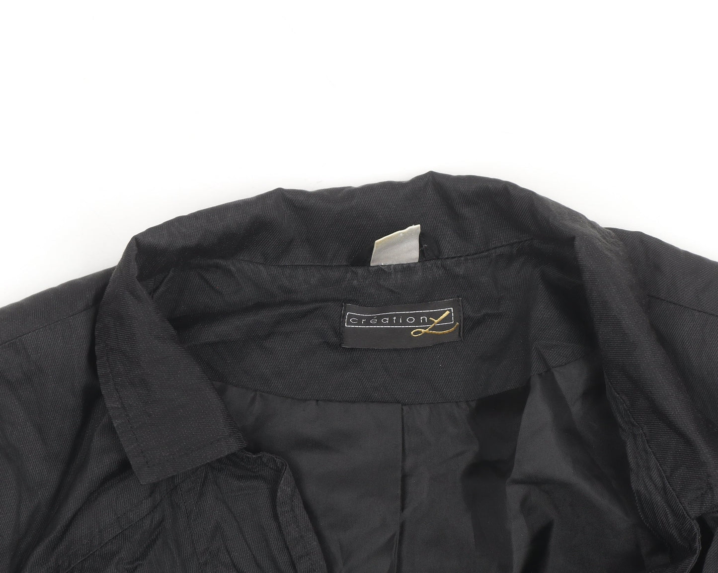 Creation L Women's Black Long Trench Coat Size 14