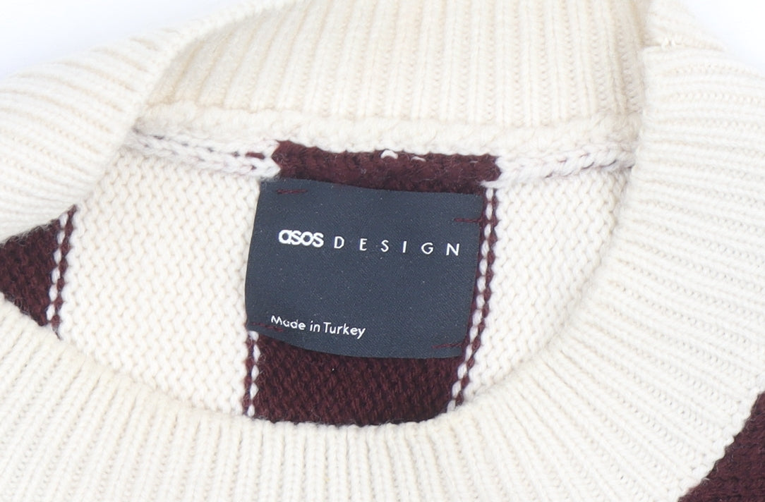 ASOS DESIGN Women’s Brown Stripe Crew Neck Knit Jumper M