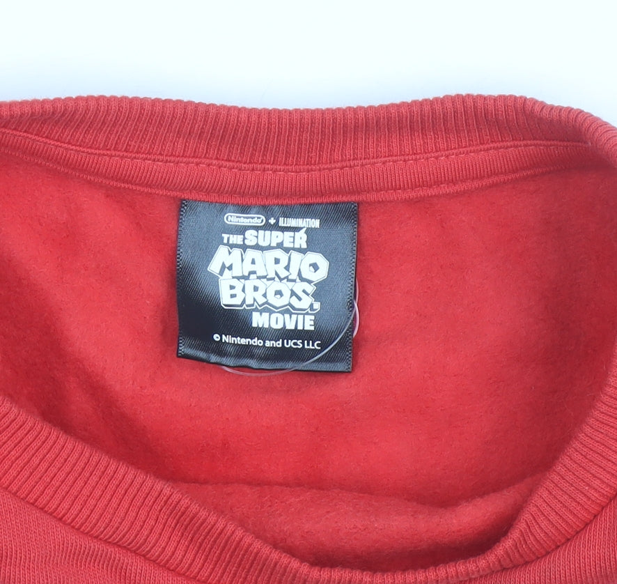 George Boys Red Super Mario Sweatshirt 13-14 Years Long Sleeve Pullover
