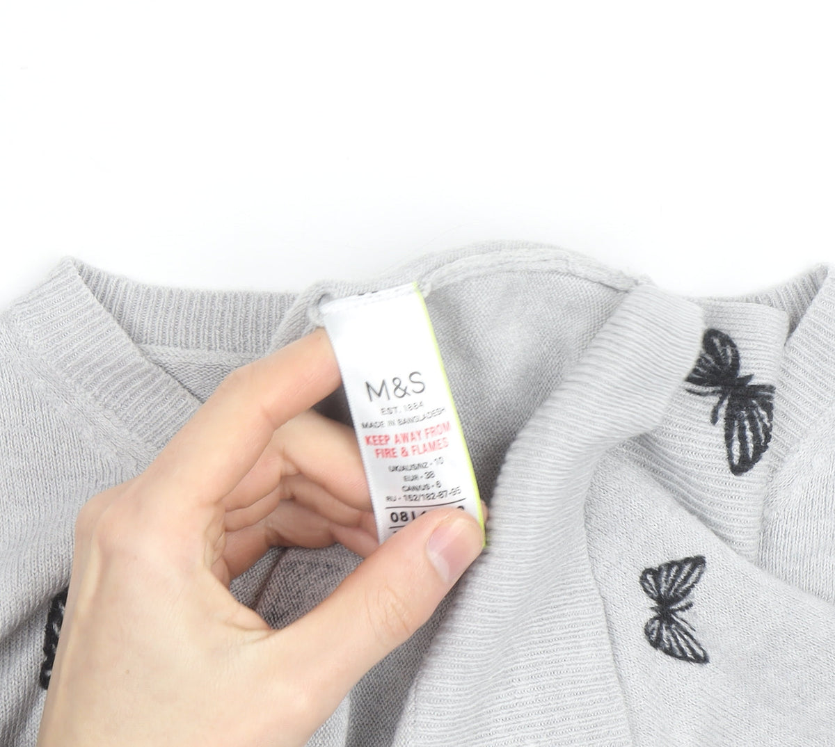 Marks & Spencer Women’s Grey Butterfly Knit Jumper Size 9