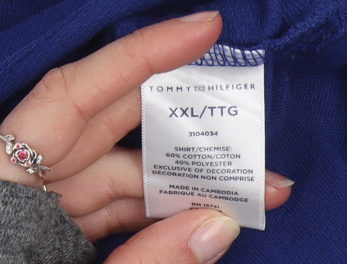 Tommy Hilfiger Women's Blue Long Sleeve Pyjama Top 2XL