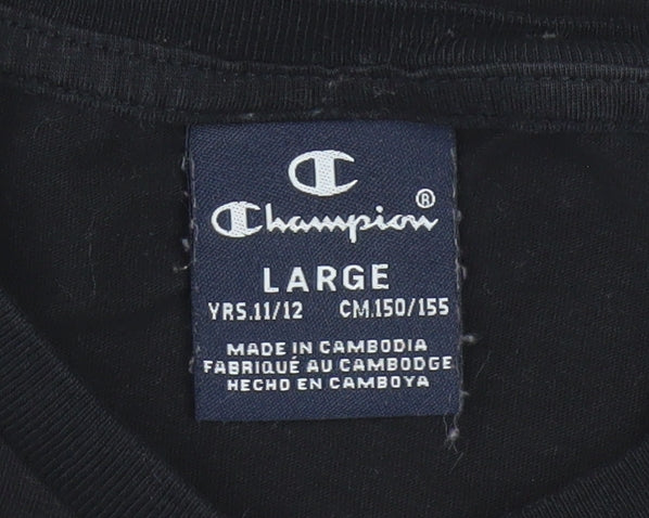 Champion Boys Black Logo Short Sleeve T-Shirt 11-12 Years