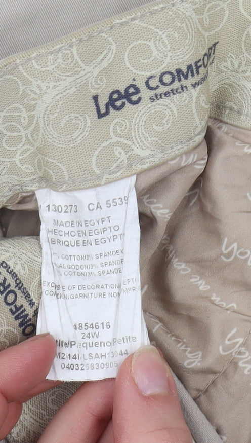 Lee Comfort Beige Cotton Blend Chino Trousers 24W Mens Classic Fit