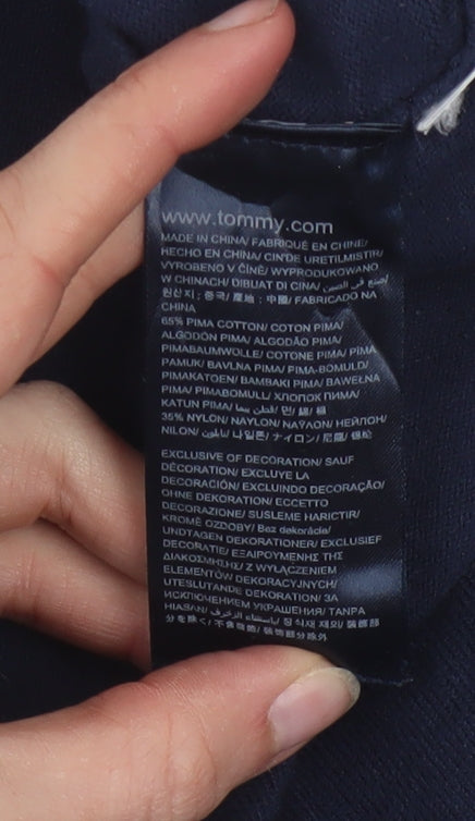 Tommy Hilfiger Men's Blue V-Neck Cotton Knit Jumper M