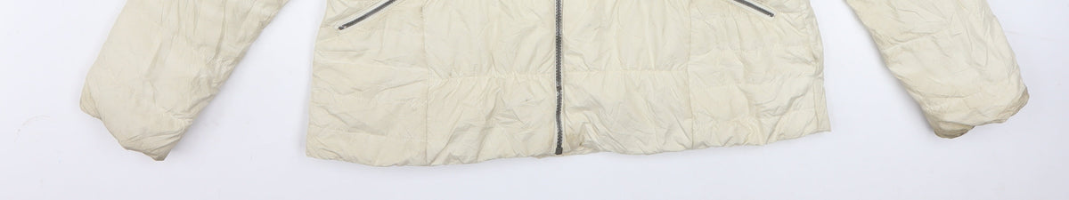 Columbia Women Ivory Hooded Puffer Jacket L Thermal Coil Winter Coat