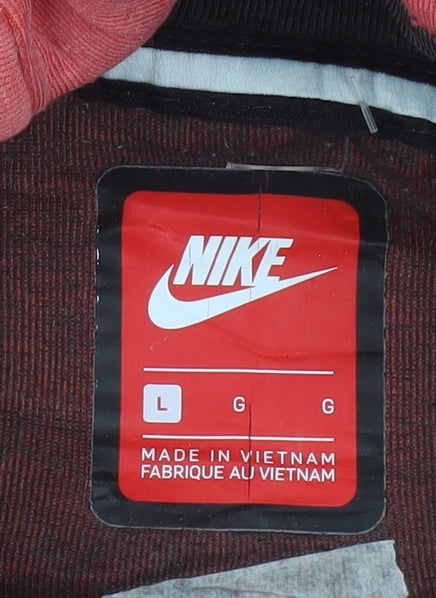Nike Men's Red Full Zip Hoodie L Regular Sports Style