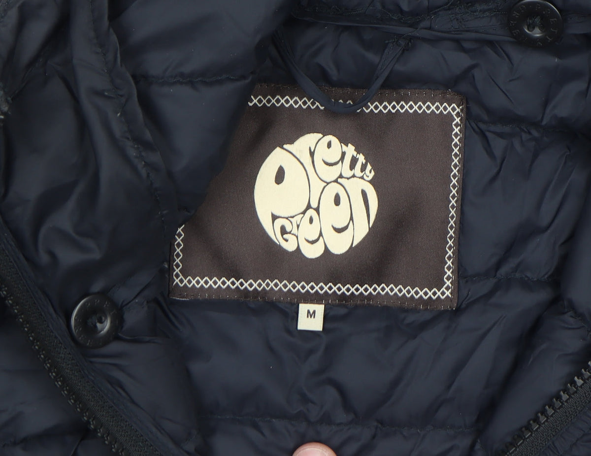Pretty Green Men's Blue Hooded Down Puffer Jacket Size M