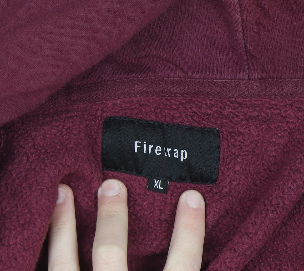 Firetrap Men's Red Full Zip Hoodie XL Long Sleeve Cotton Blend