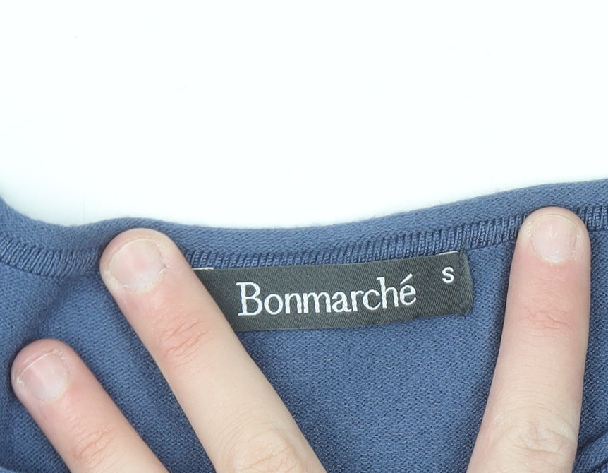 Bonmarché Women's Blue 3/4 Sleeve Knit Cardigan Size S