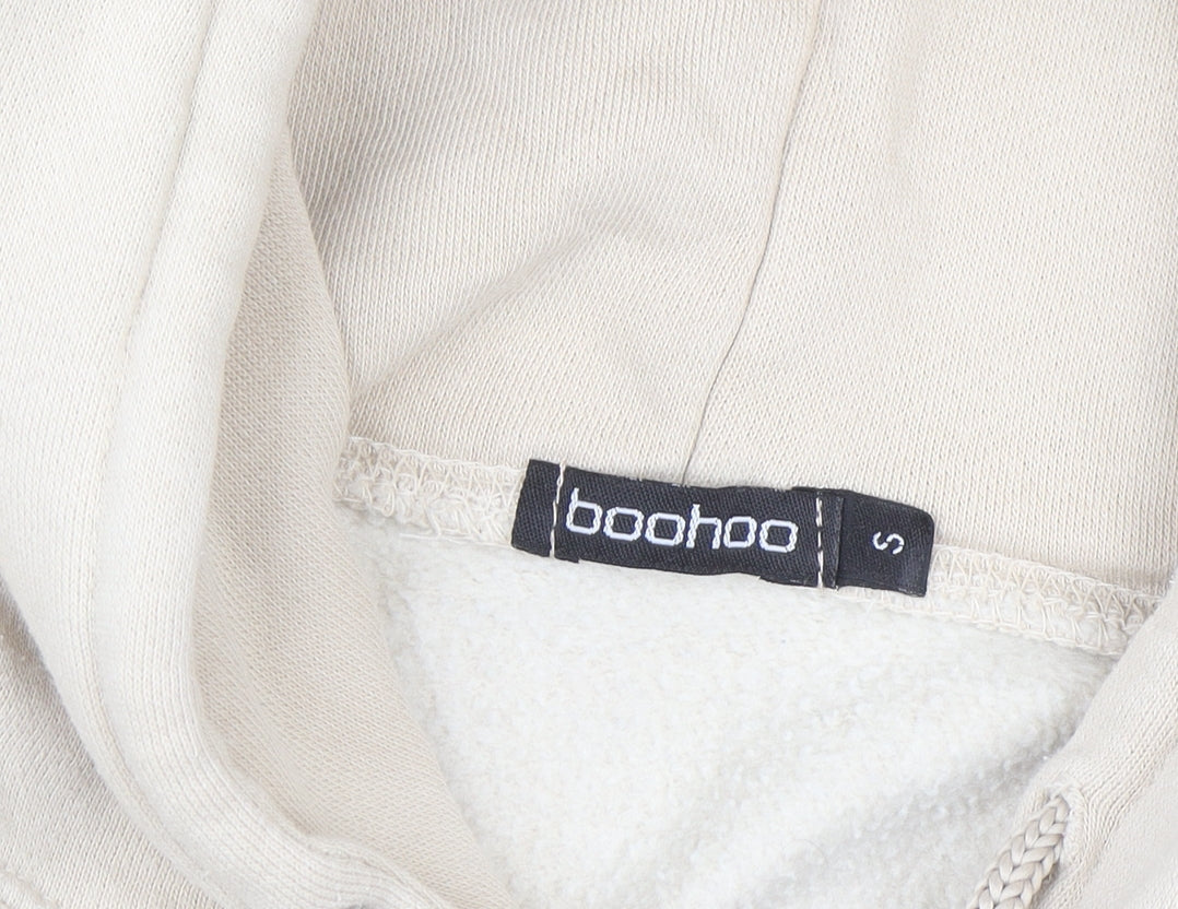 Boohoo Womens Beige Pullover Hoodie Small Limited Edition Fleece