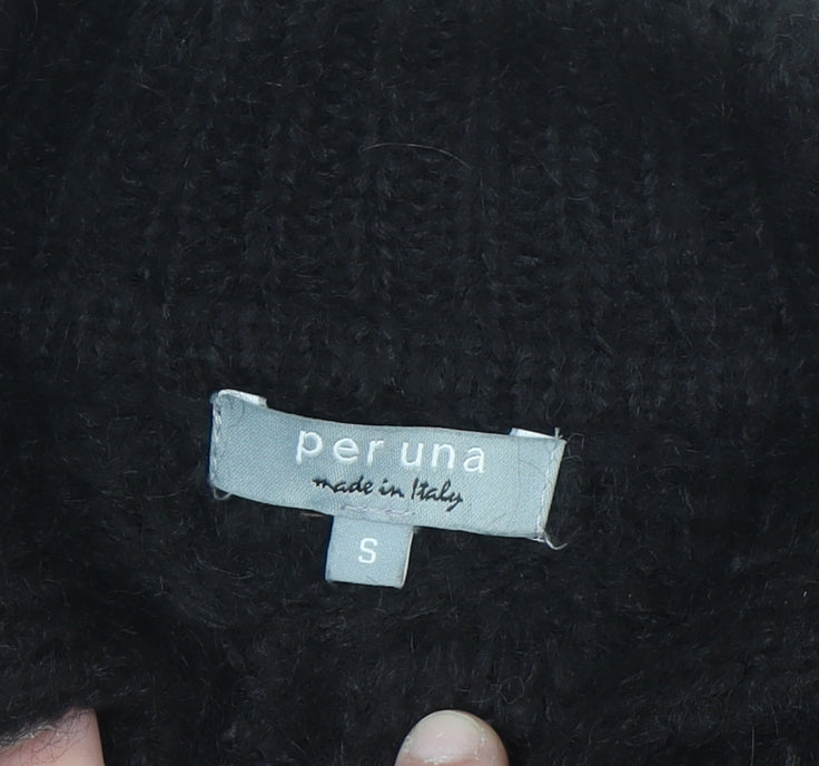 Marks & Spencer Women Black Chunky Knit Collared Cardigan S