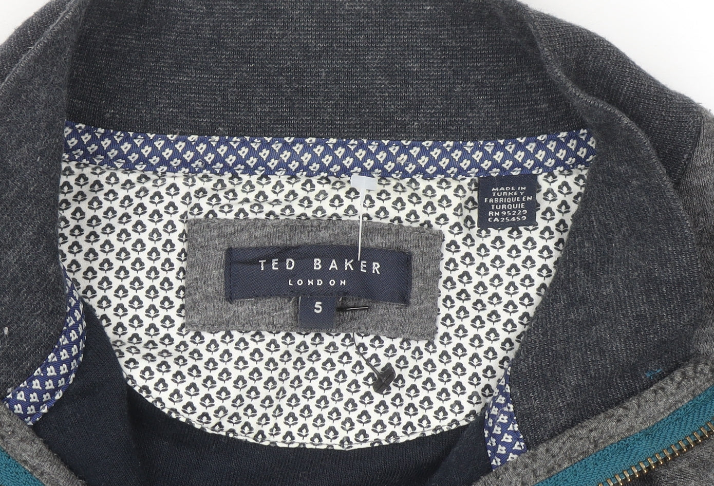Ted Baker Men's Grey Full Zip Jumper Size XL Cotton Blend