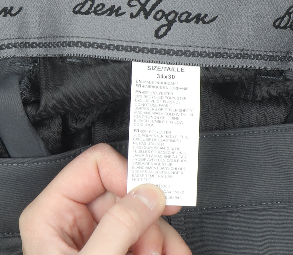 Ben Hogan Men Grey 34x30 Chino Trousers Regular Fit Stretch