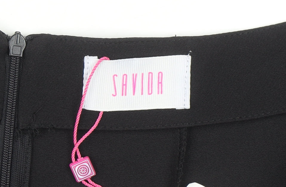 Savida Women’s Black Studded A-Line Short Skirt Size 14
