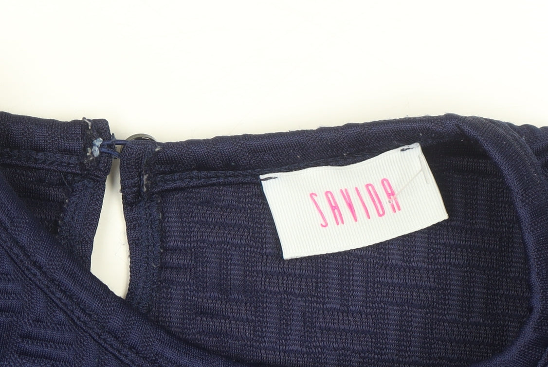 Savida Womens Navy Blue Pullover Sweatshirt Large Textured Long Sleeve