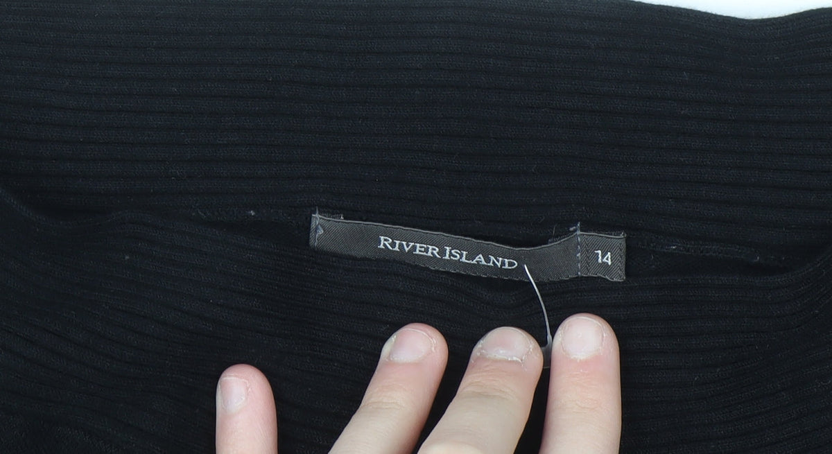 River Island Women’s Black Boat Neck Knit Jumper Size 14