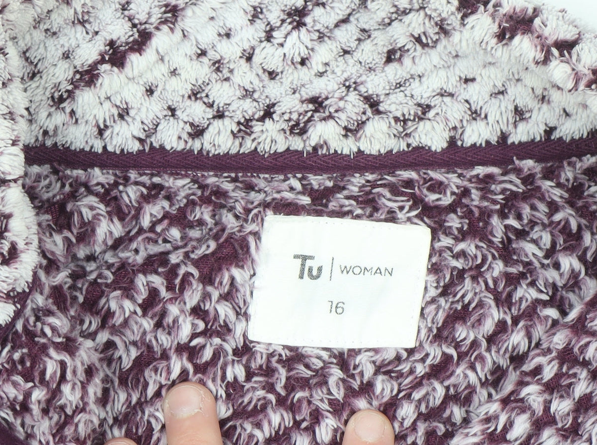 Tu Woman Purple Zip Fleece Jacket Size 16 Soft Warm Full Zip