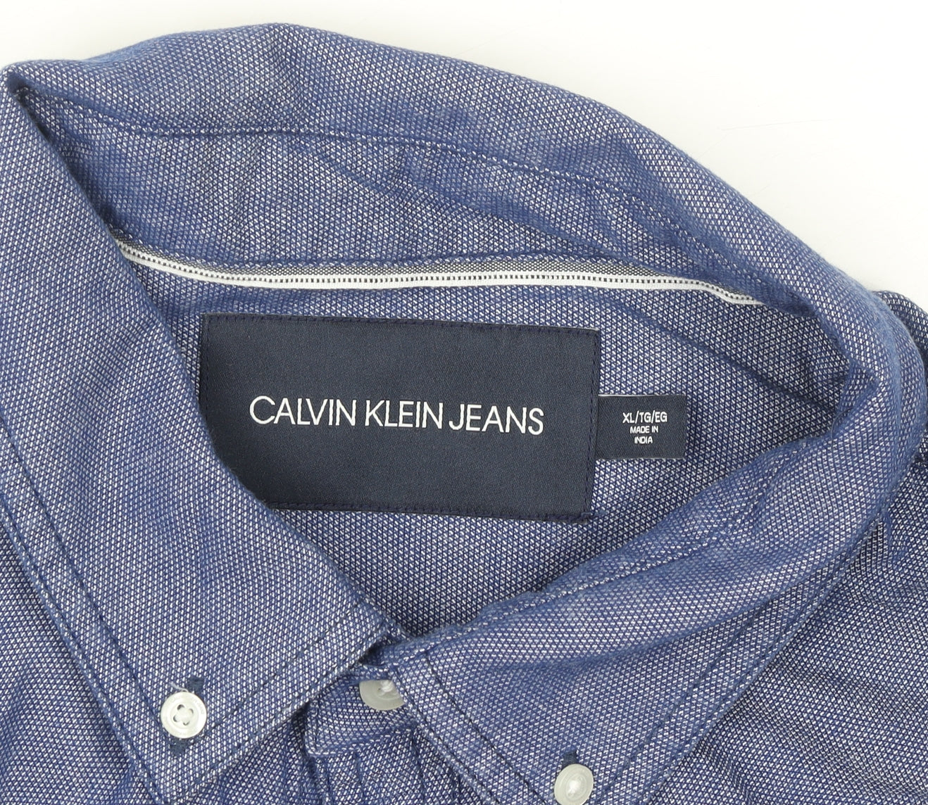 Calvin Klein Jeans Men's Blue Button-Down Long Sleeve Cotton Shirt XL