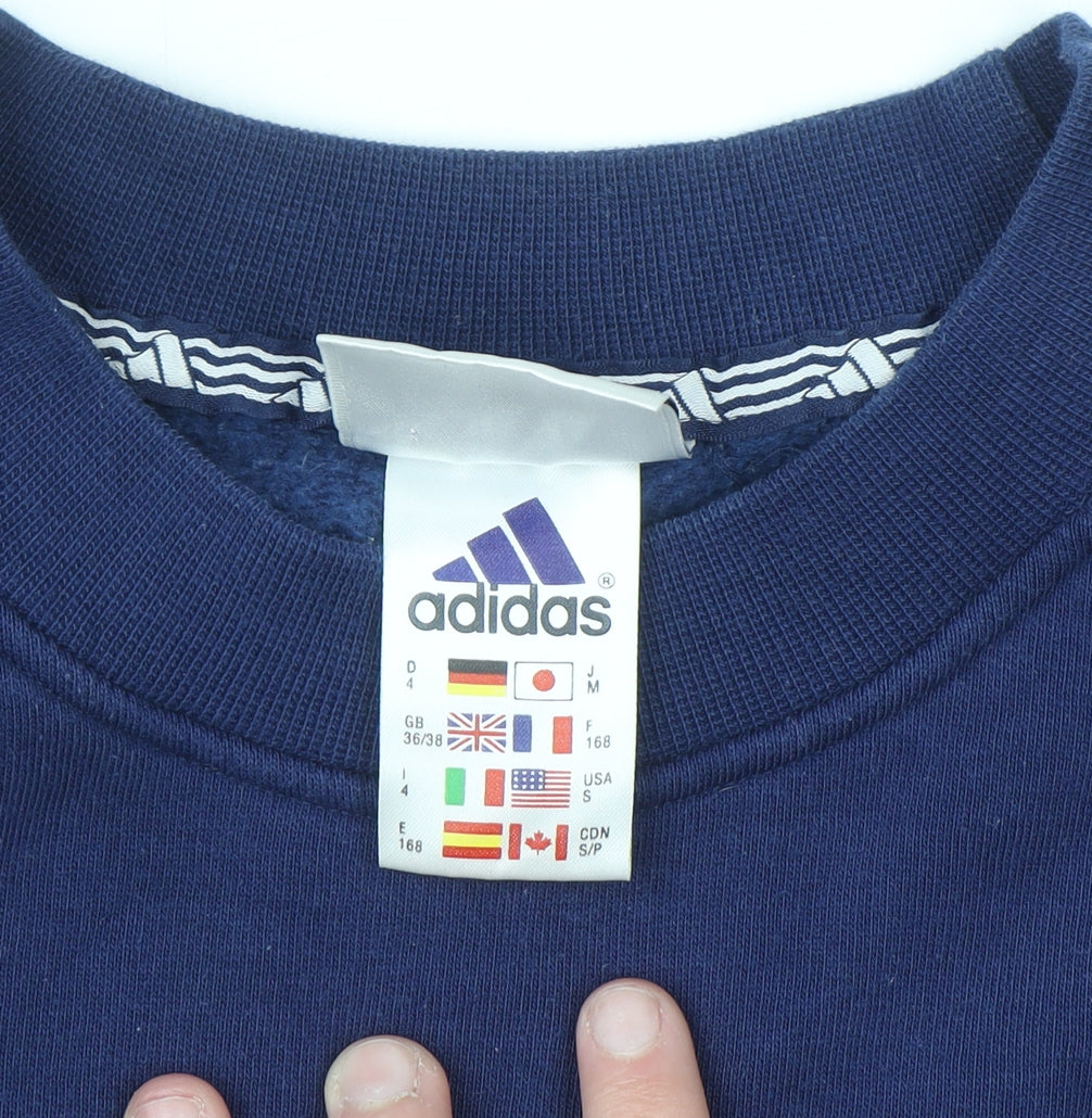 Adidas Men's Blue Crew Neck Pullover Sweatshirt Size S Regular Fit