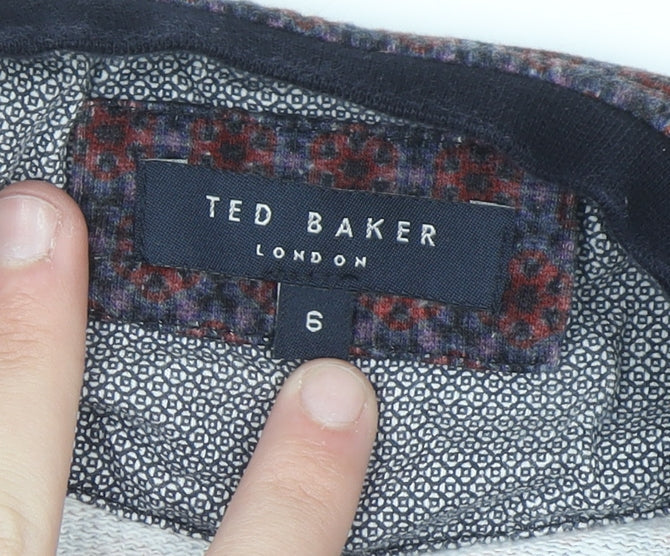 Ted Baker Women Blue Red Patterned Cotton Sweatshirt Size 14 Regular