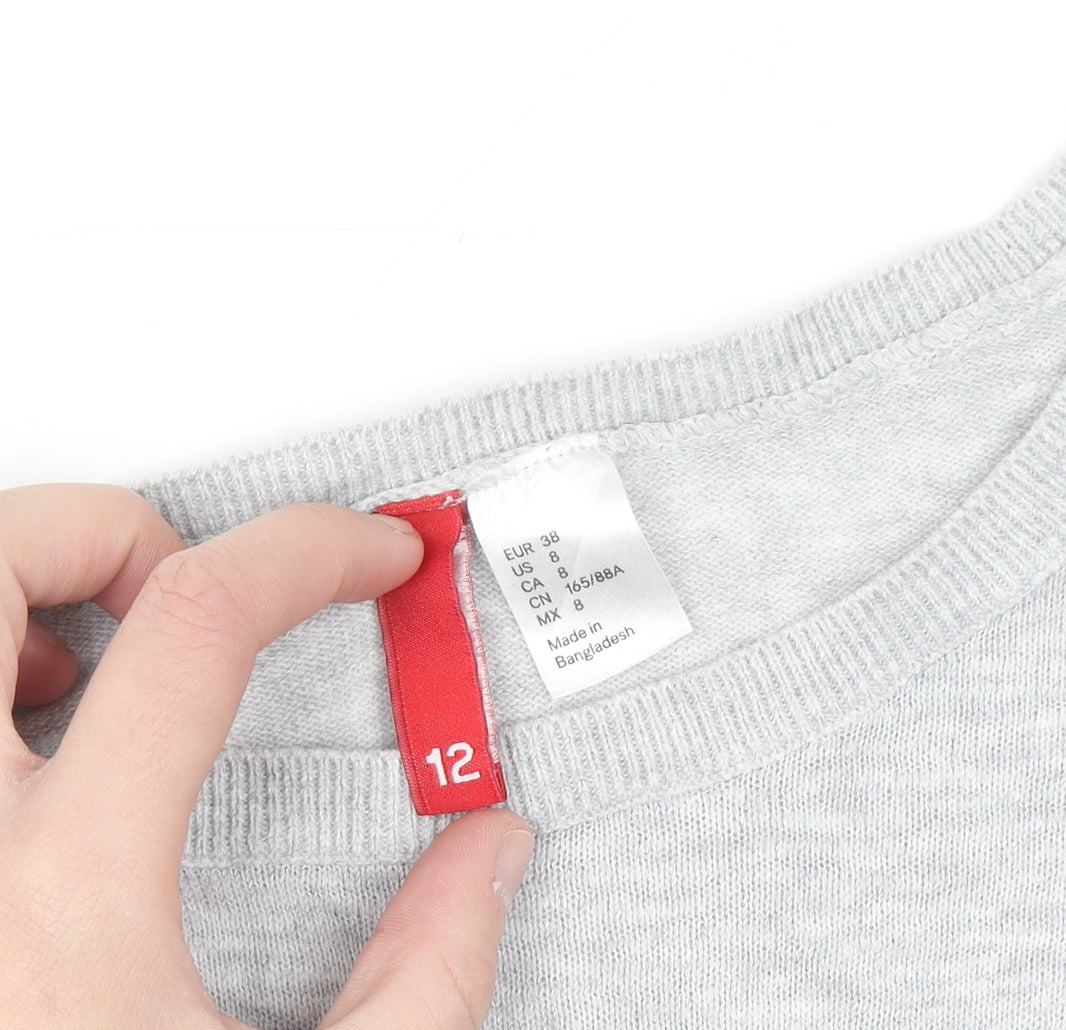 H&M Womens Light Grey Cotton Jumper Size 12