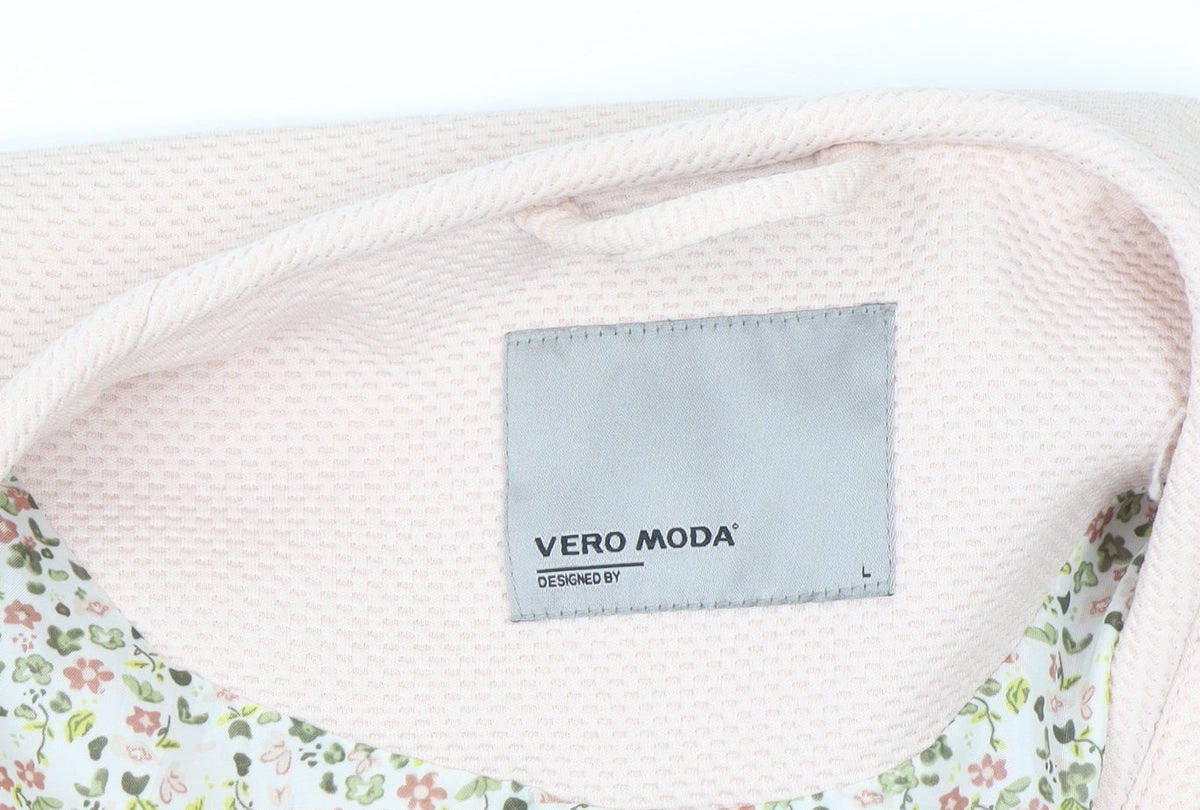 Vero Moda Women's Pink Mid-Length Open Knit Coat L