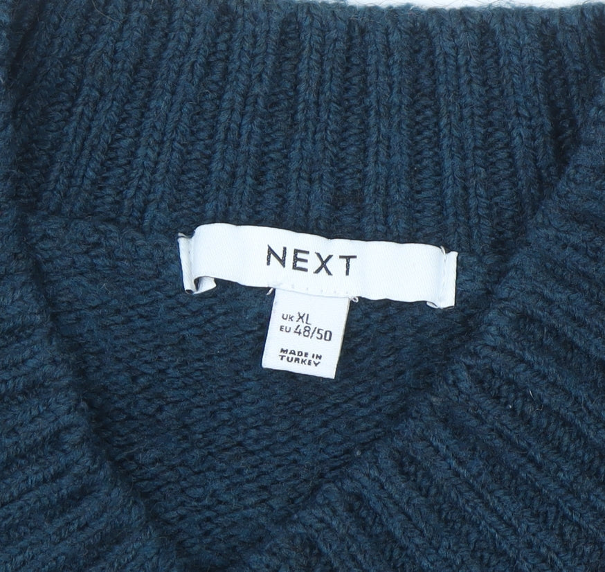 Next Men's Multicoloured XL Chunky Knit V-Neck Jumper