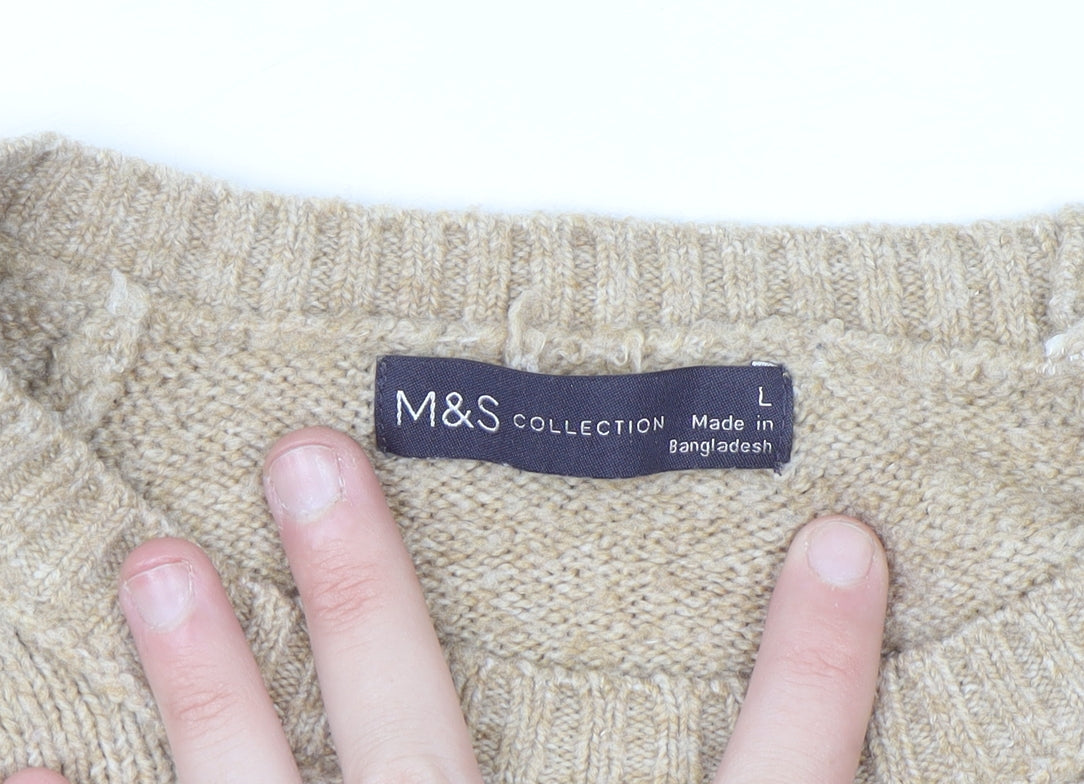 Marks & Spencer Womens Beige Colour Block Knit Jumper Size L