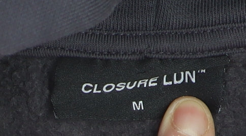 Closure London Men's Black Pullover Hoodie Medium Cotton Blend