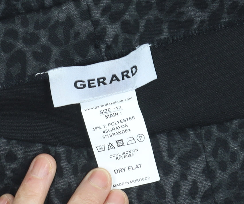 Gerard Women’s Black Animal Print Stretch Leggings Size 12