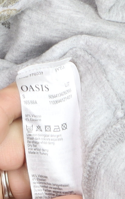 Oasis Girls Grey Floral Pullover Jumper Small Viscose Blend Long Sleeve