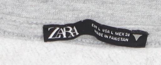 ZARA Women Grey Crew Neck Pullover Sweatshirt Size L
