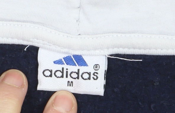 Adidas Mens Blue Full Zip Hoodie Size M Logo Sports Cotton Sweatshirt
