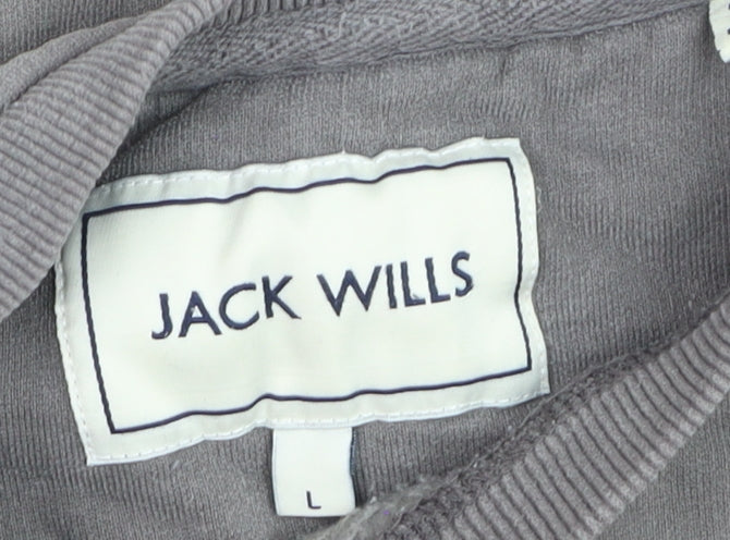Jack Wills Womens Grey Logo Pullover Sweatshirt L Cotton Blend