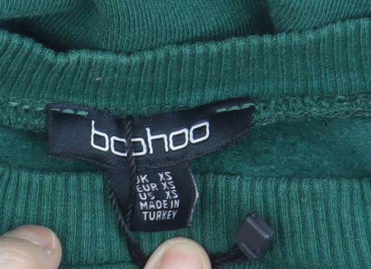 Boohoo Women's Green Crew Neck Pullover Sweatshirt XS Casual