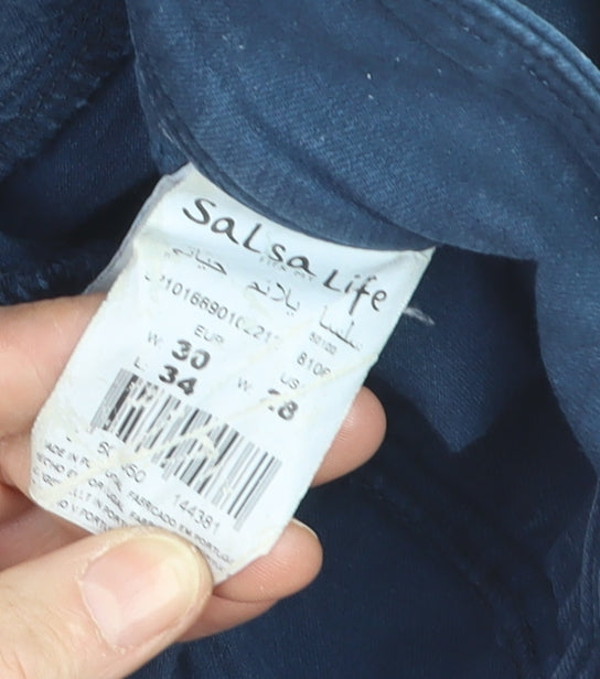 Salsa Life Men's Blue Slim Straight Jeans W30 L34