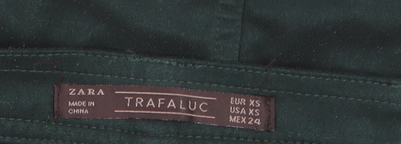 Zara Women Green XS A-Line Short Button Skirt