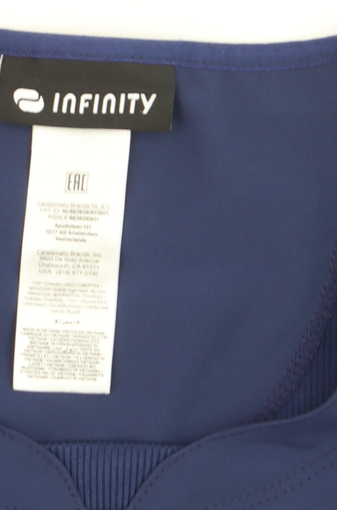 Infinity Womens Blue Short Sleeve Workwear T-Shirt Top Size L