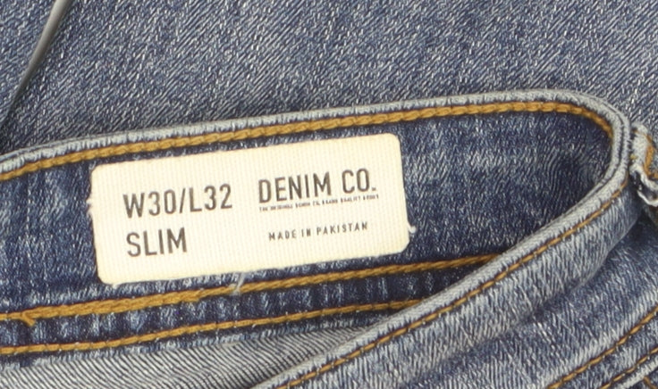 Denim Co. Women's Blue Slim Fit Mid Rise Straight Jeans Size 12