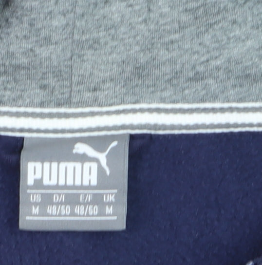Puma Men's Blue Full Zip Hoodie M Sports Logo Fleece Sweatshirt