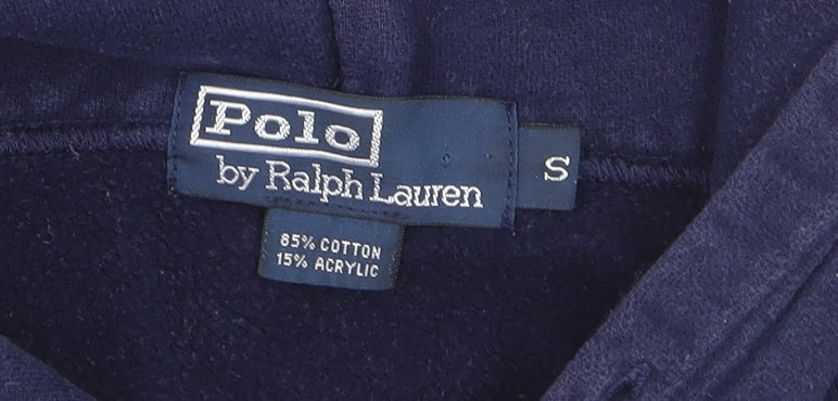 Ralph Lauren Men’s Blue Pullover Hoodie S Classic Fleece Cotton Blend