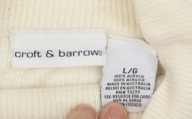 Croft & Barrow Women's Ivory Mock Neck Cable Knit Jumper L