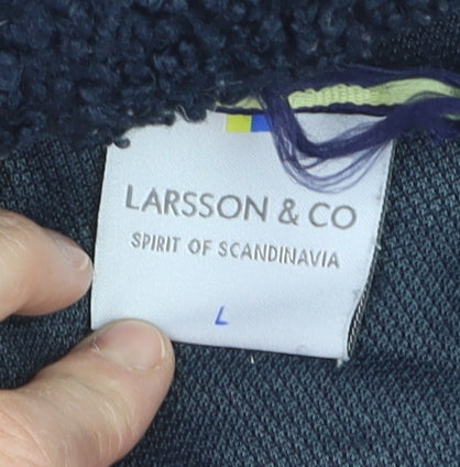 Larsson & Co Men's Blue Fleece Pullover Hoodie L