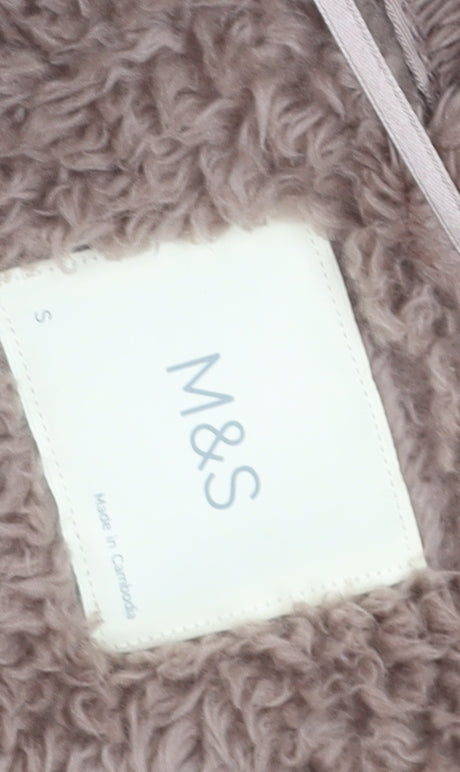 Marks and Spencer Women's Brown Fleece Hooded Robe Size S