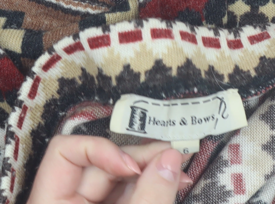 Hearts & Bows Women Brown Aztec Knit Mini Skirt Size 6 Stretch