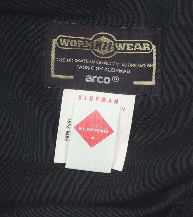 Arco Mens Black 38 Regular Workwear Trousers Polyester Cotton