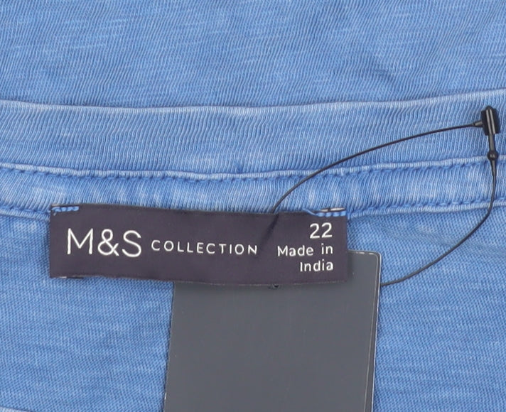 Marks and Spencer Women Blue Cotton Happy Days T-Shirt Size 22