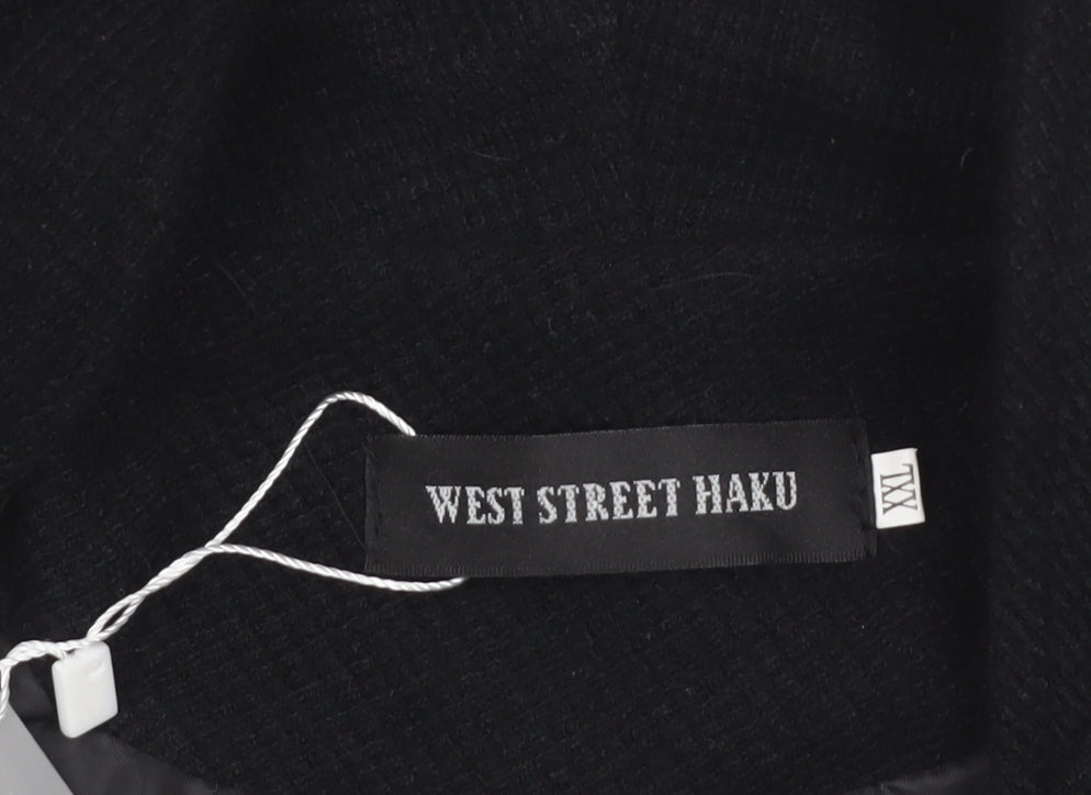 West Street Haku Womens Black Wool Faux Leather Blazer XXL